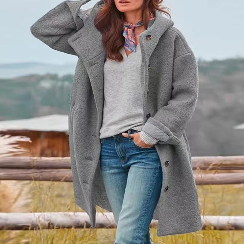 Elise de Paris| Manteau Long Femme Hiver à Capuche -