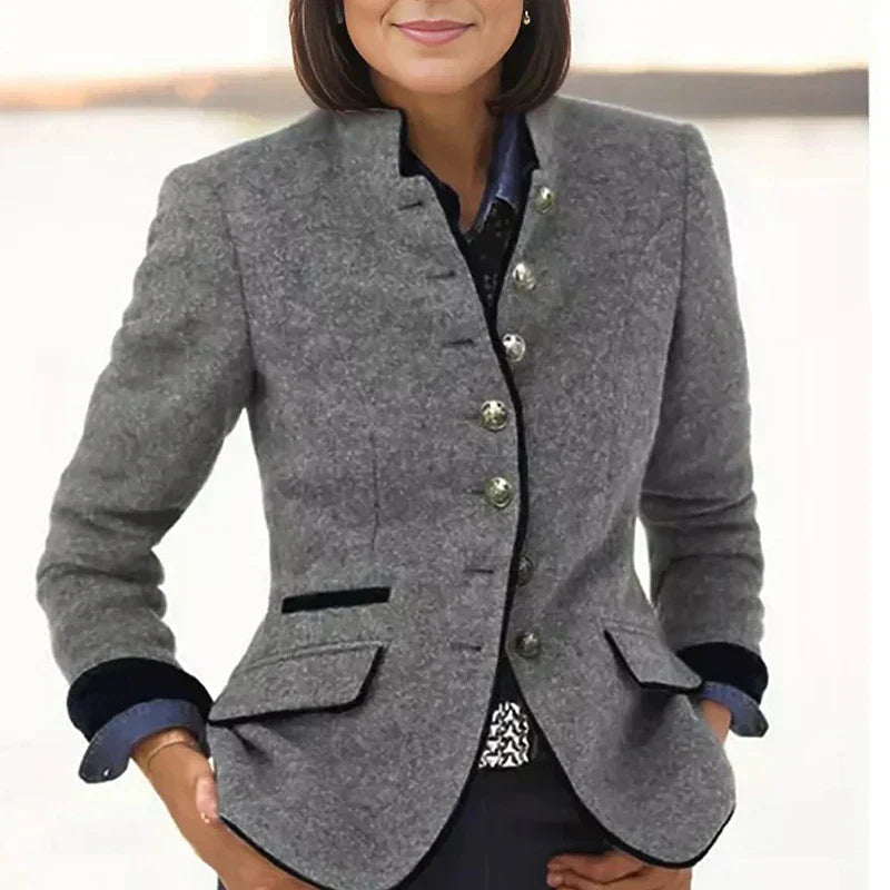 Elise de Paris | Blazer Femme Court Élégant Noir ou Bleu Marine