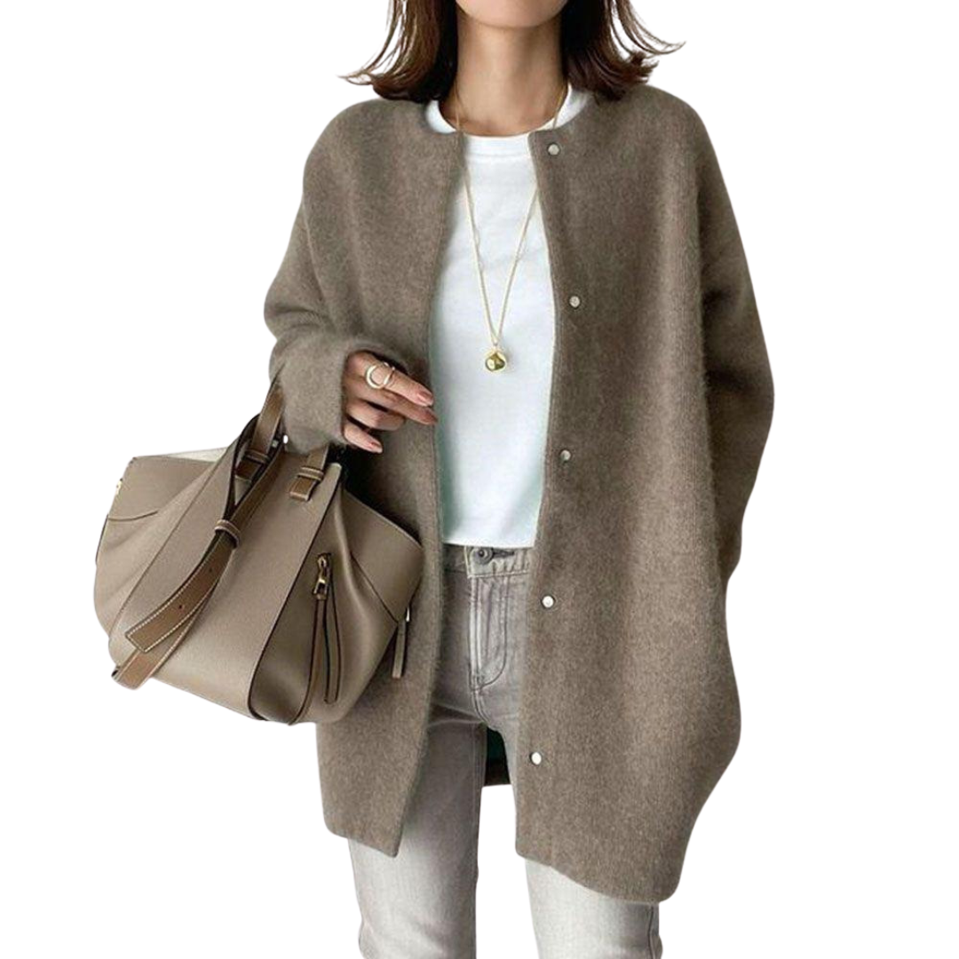 Elise de Paris | Cardigan Femme Oversize en Tricot Doux avec Fermeture à Boutons
