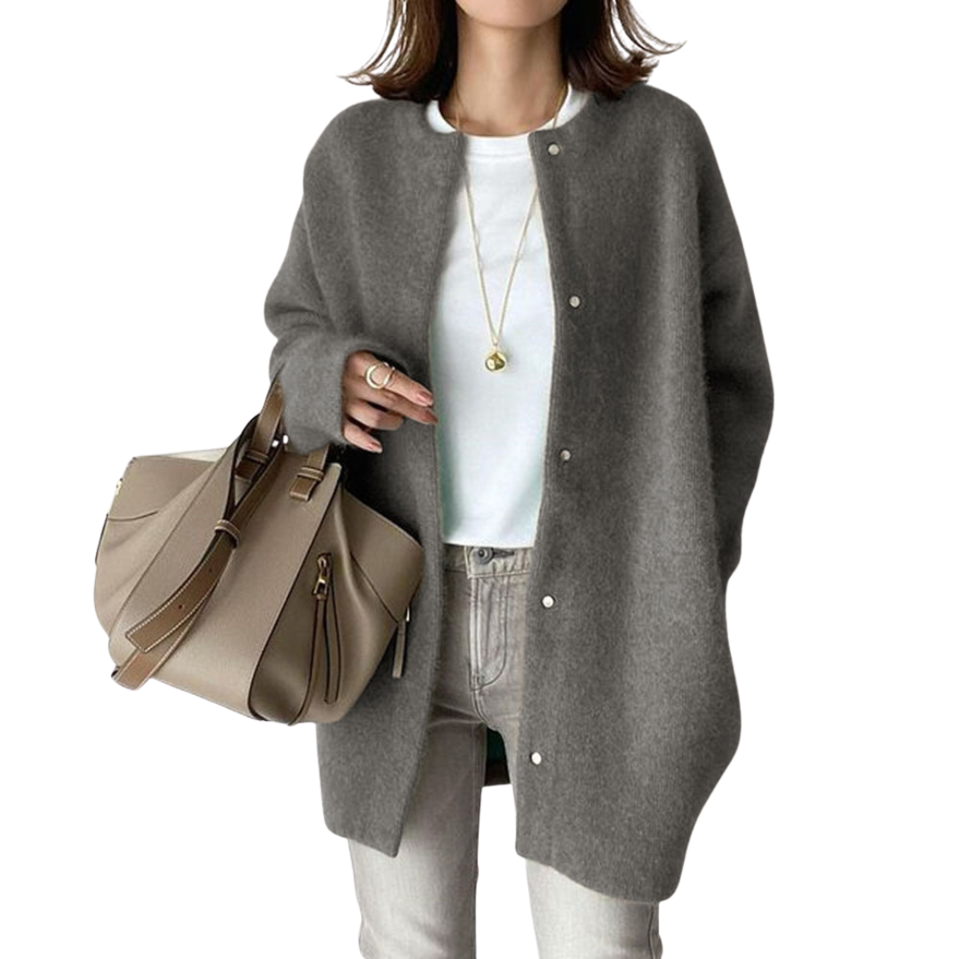 Elise de Paris | Cardigan Femme Oversize en Tricot Doux avec Fermeture à Boutons