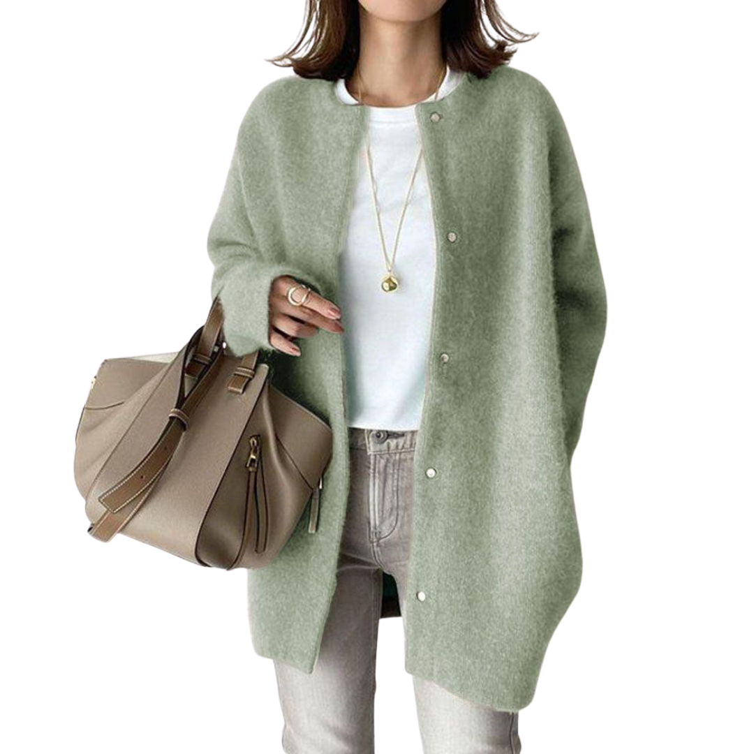Elise de Paris | Cardigan Femme Oversize en Tricot Doux avec Fermeture à Boutons