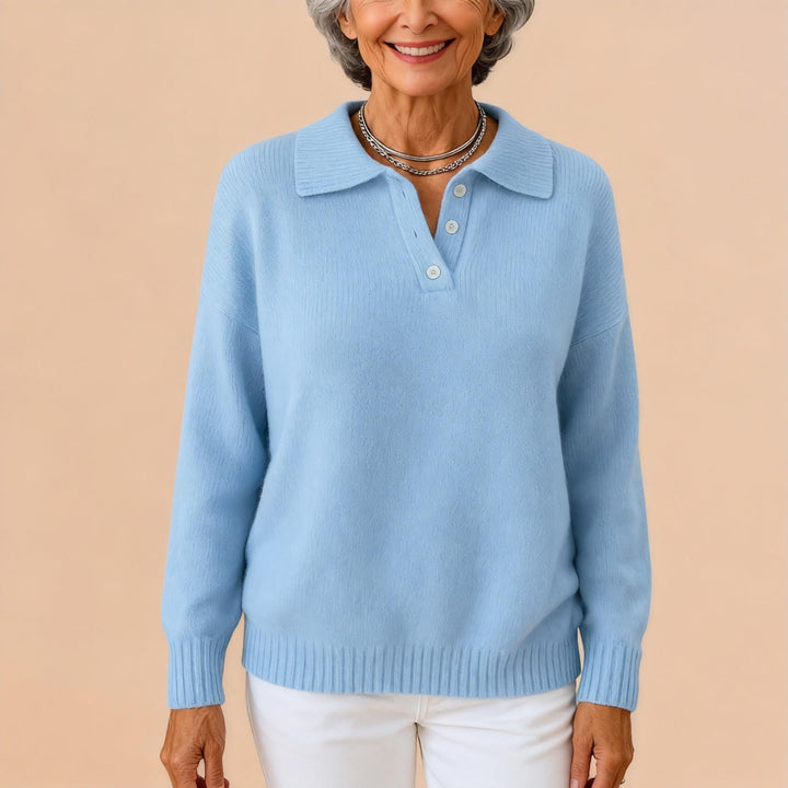 Elise de Paris| Élégant Pull Tricot Femme à Col Structuré pour un Style Raffiné