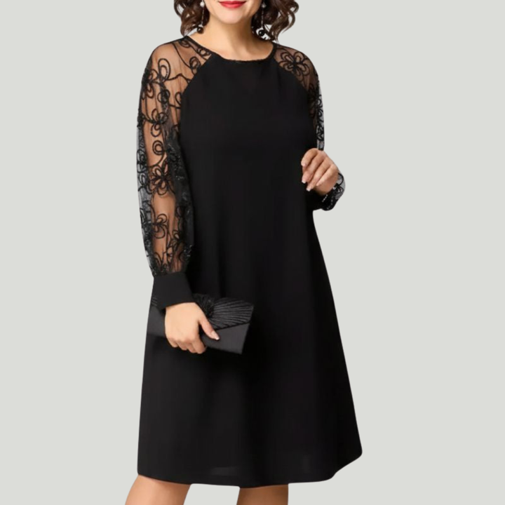 Elise de Paris| Robe Femme en Dentelle Noire Élégante pour Soirée Chic