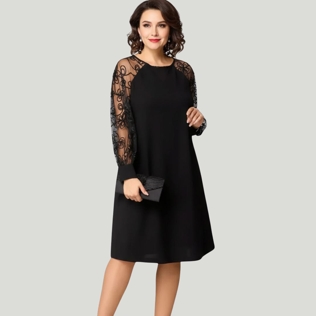 Elise de Paris| Robe Femme en Dentelle Noire Élégante pour Soirée Chic