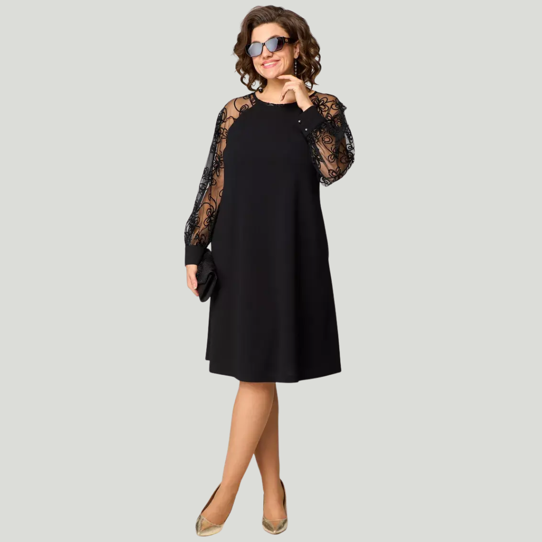 Elise de Paris| Robe Femme en Dentelle Noire Élégante pour Soirée Chic