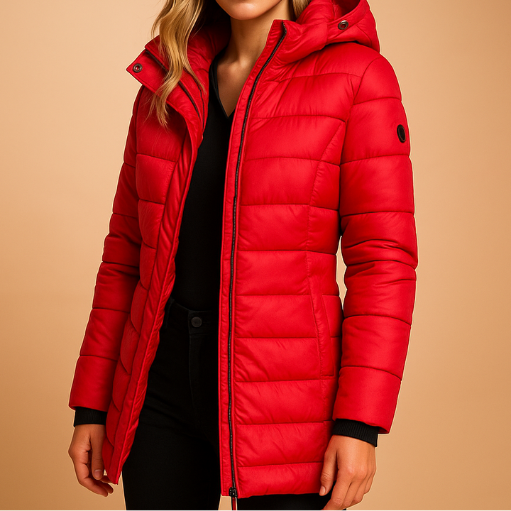 Elise de Paris | Doudoune Femme Élégante avec Capuche, Rembourrage Léger, Coupe Flatteuse