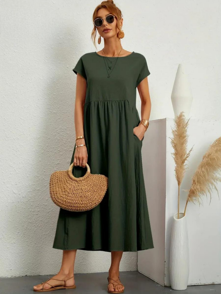 Elise de Paris| Robe d'été Femme Chic Longue en Coton Fluide et Confortable