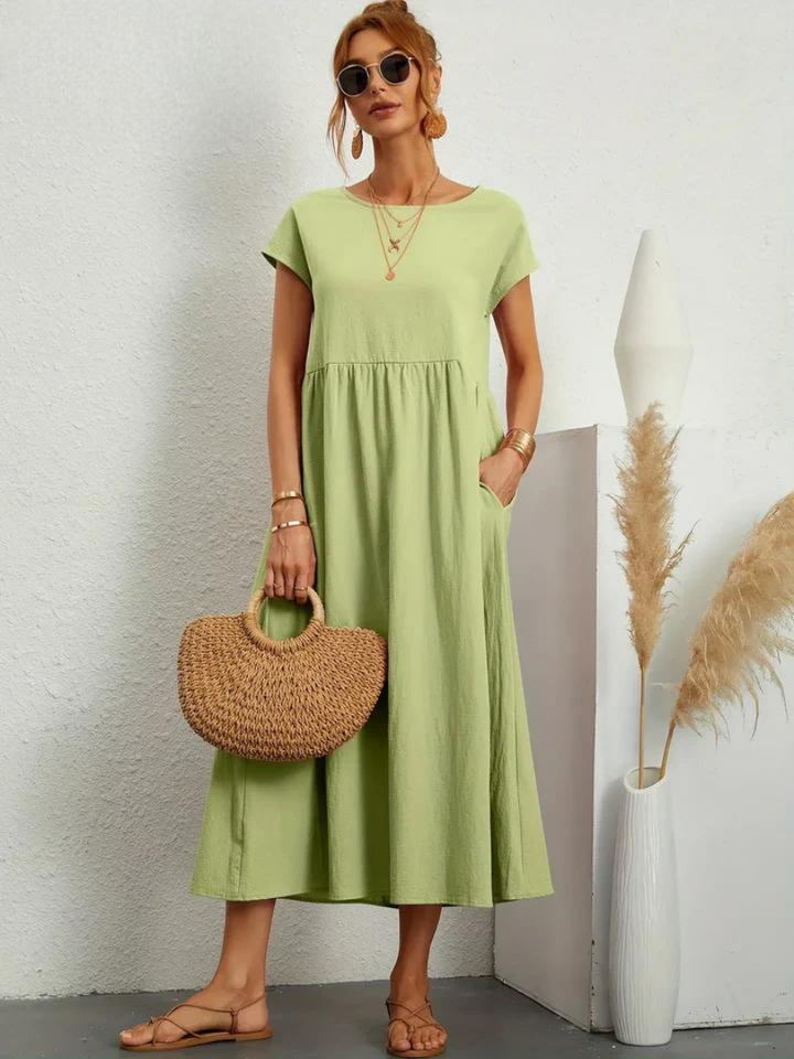 Elise de Paris| Robe d'été Femme Chic Longue en Coton Fluide et Confortable