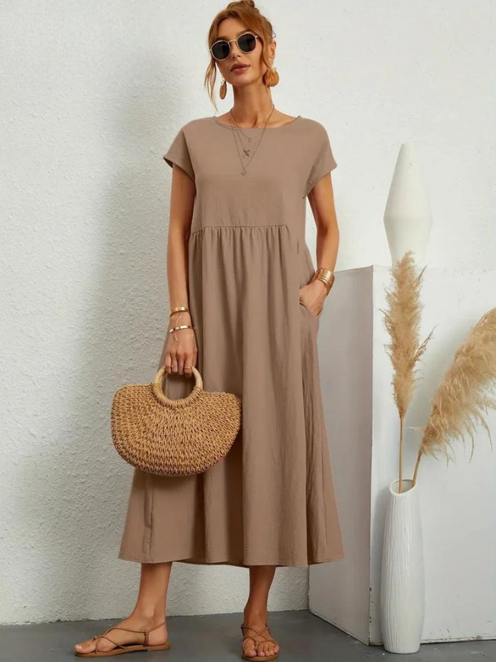Elise de Paris| Robe d'été Femme Chic Longue en Coton Fluide et Confortable