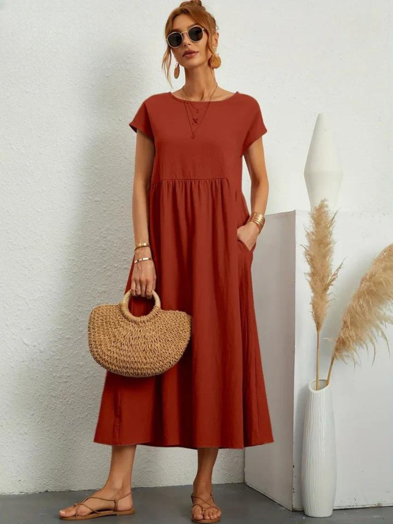 Elise de Paris| Robe d'été Femme Chic Longue en Coton Fluide et Confortable