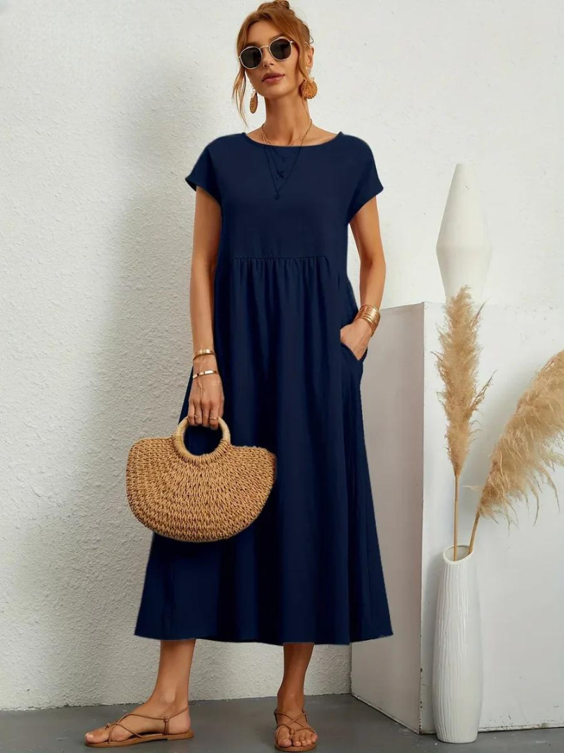 Elise de Paris| Robe d'été Femme Chic Longue en Coton Fluide et Confortable