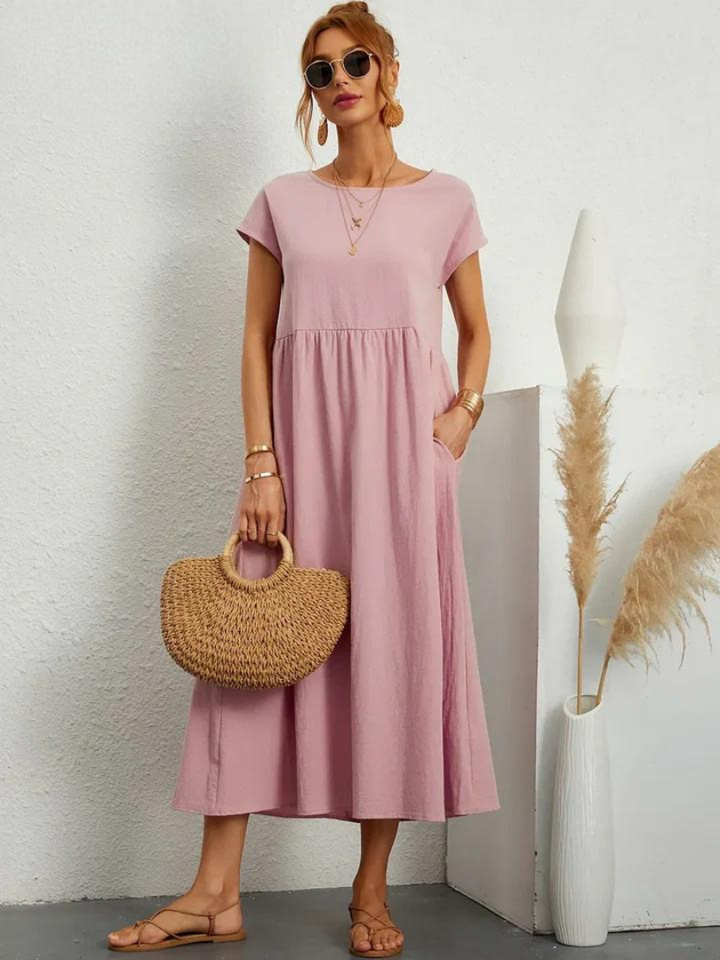 Elise de Paris| Robe d'été Femme Chic Longue en Coton Fluide et Confortable