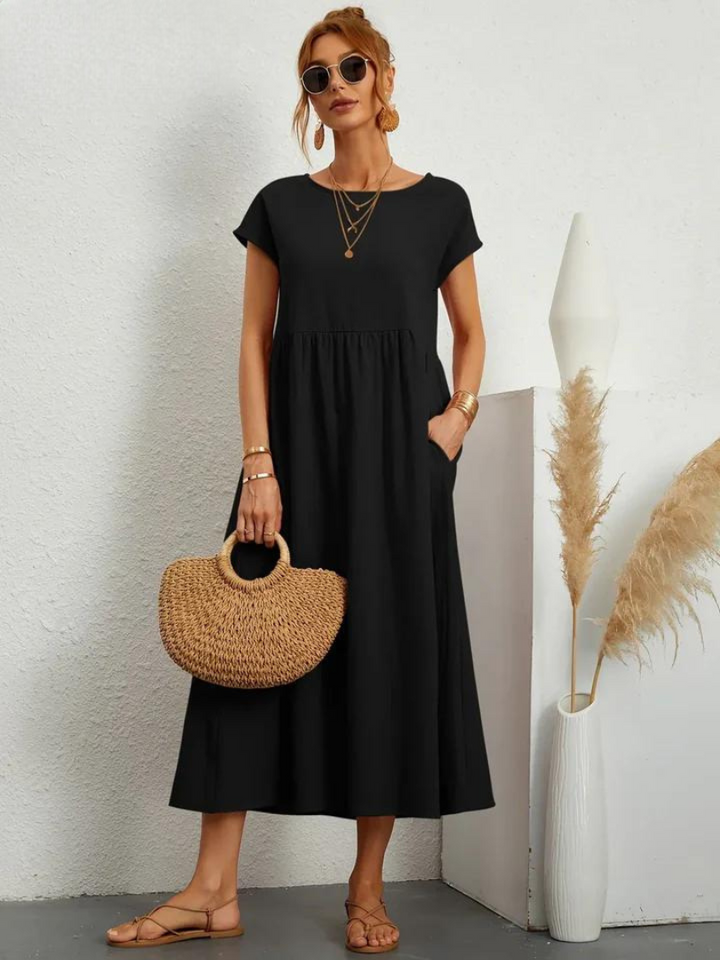 Elise de Paris| Robe d'été Femme Chic Longue en Coton Fluide et Confortable