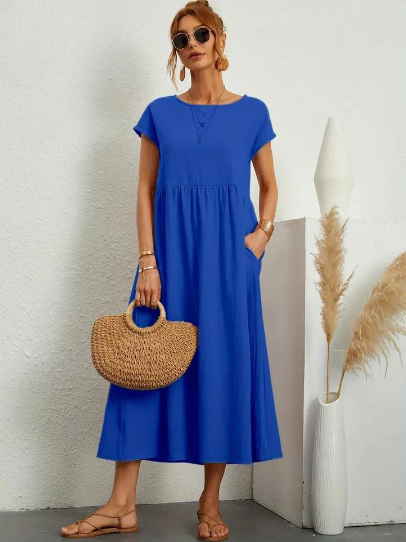 Elise de Paris| Robe d'été Femme Chic Longue en Coton Fluide et Confortable