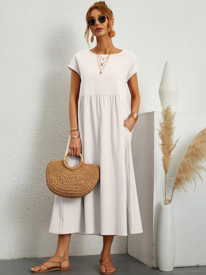 Elise de Paris| Robe d'été Femme Chic Longue en Coton Fluide et Confortable
