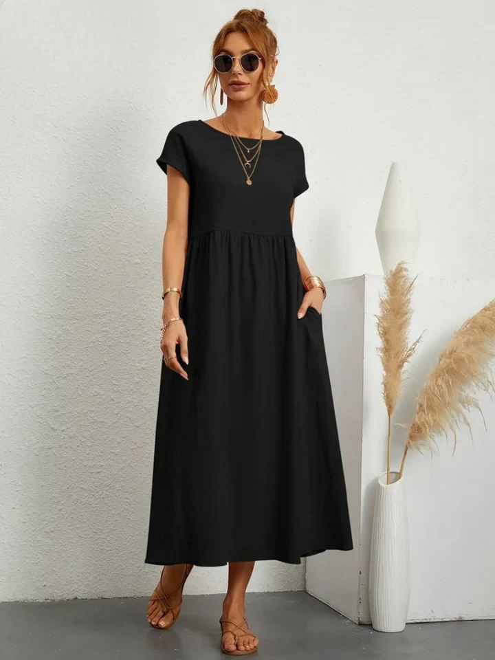 Elise de Paris| Robe d'été Femme Chic Longue en Coton Fluide et Confortable