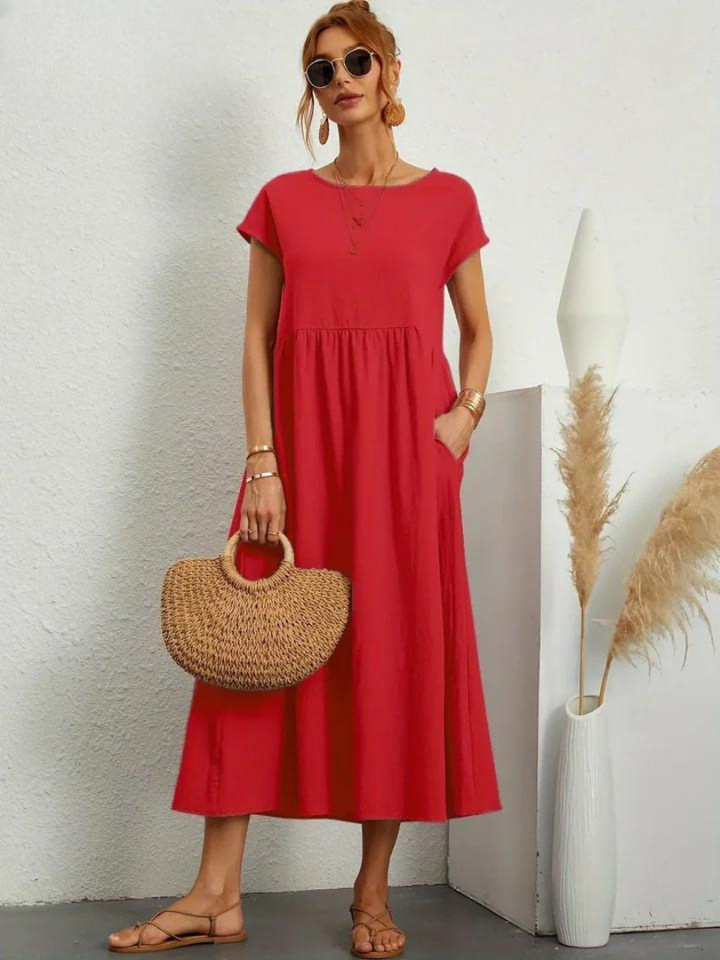 Elise de Paris| Robe d'été Femme Chic Longue en Coton Fluide et Confortable