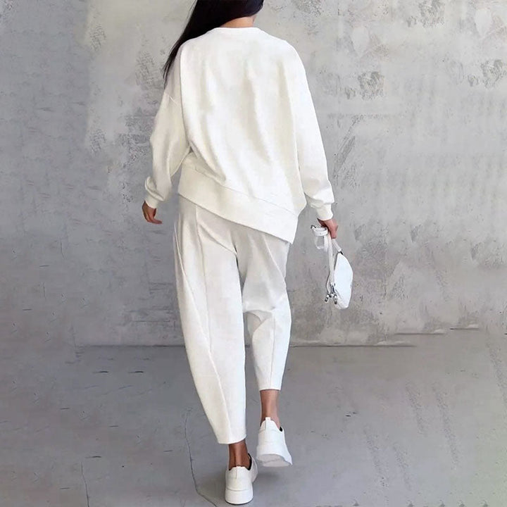 Elise de Paris| Ensemble Deux-Pièces Confortable avec Haut à Manches Longues et Pantalon Ample