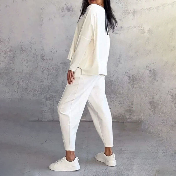 Elise de Paris| Ensemble Deux-Pièces Confortable avec Haut à Manches Longues et Pantalon Ample