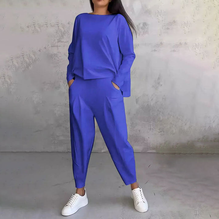 Elise de Paris| Ensemble Deux-Pièces Confortable avec Haut à Manches Longues et Pantalon Ample
