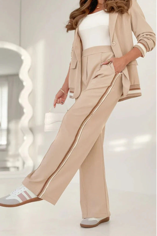 Elise de Paris| Ensemble Sportif Chic Femme - Veste Légère et Pantalon Fluide Taille Haute
