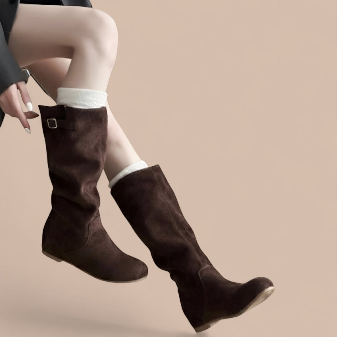 Elise de Paris| Bottes en Suède Élégantes Montantes Amanda