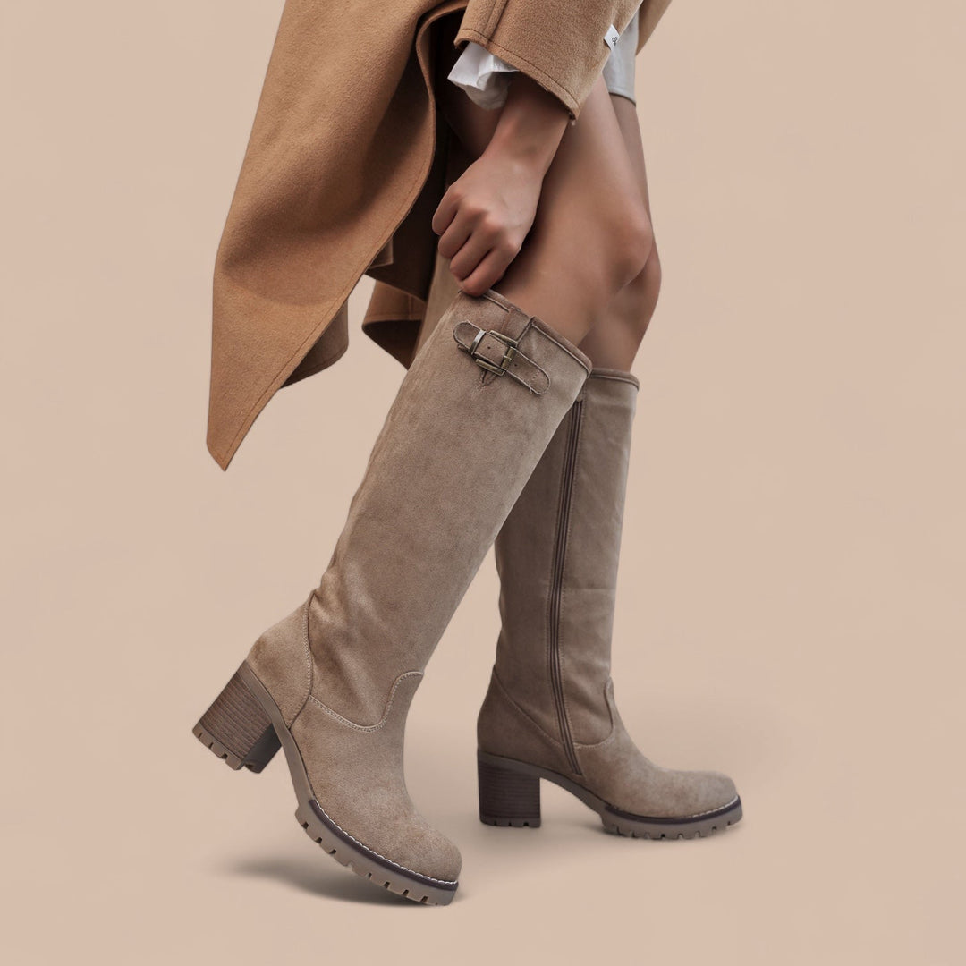 Elise de Paris| Bottes Taupe à Boucle Haute
