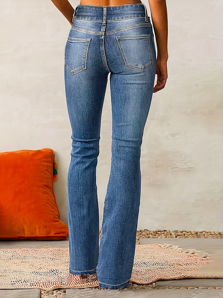Elise de Paris | Jean Évasé Femme Taille Haute en Coton Stretch