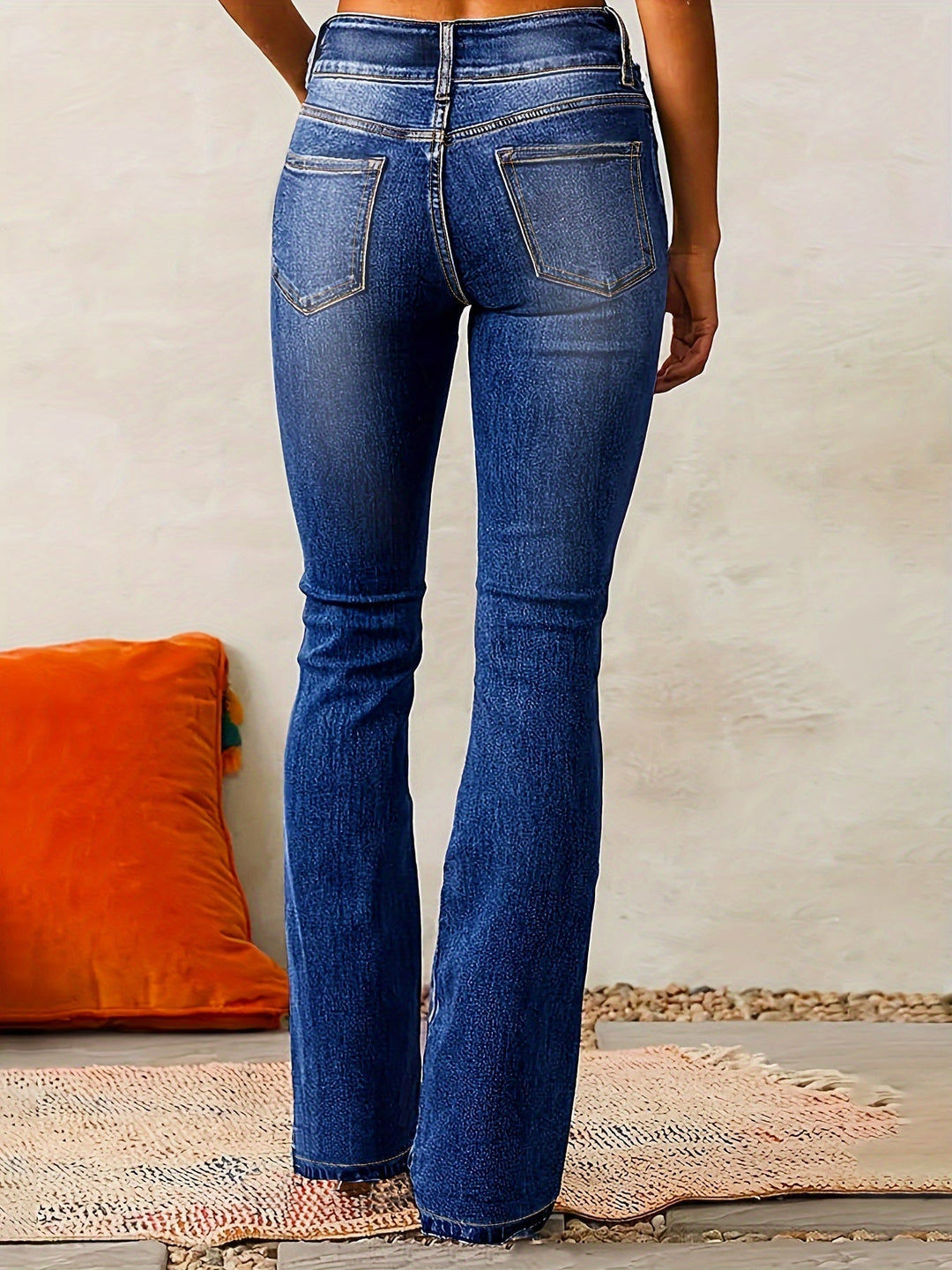 Elise de Paris | Jean Évasé Femme Taille Haute en Coton Stretch