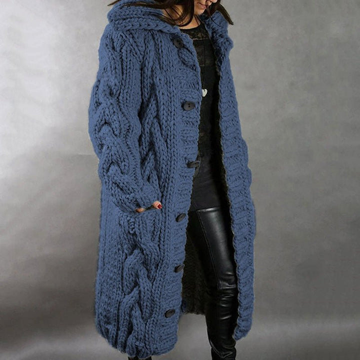 Elise de Paris | Élégant Manteau Long Hiver Femme en Tricot Torsadé