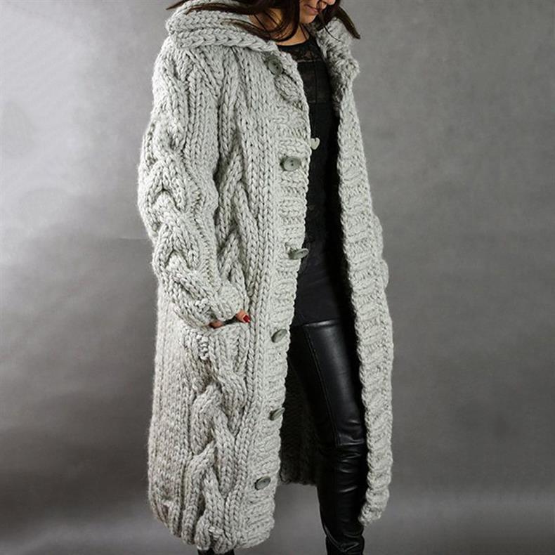 Elise de Paris | Élégant Manteau Long Hiver Femme en Tricot Torsadé