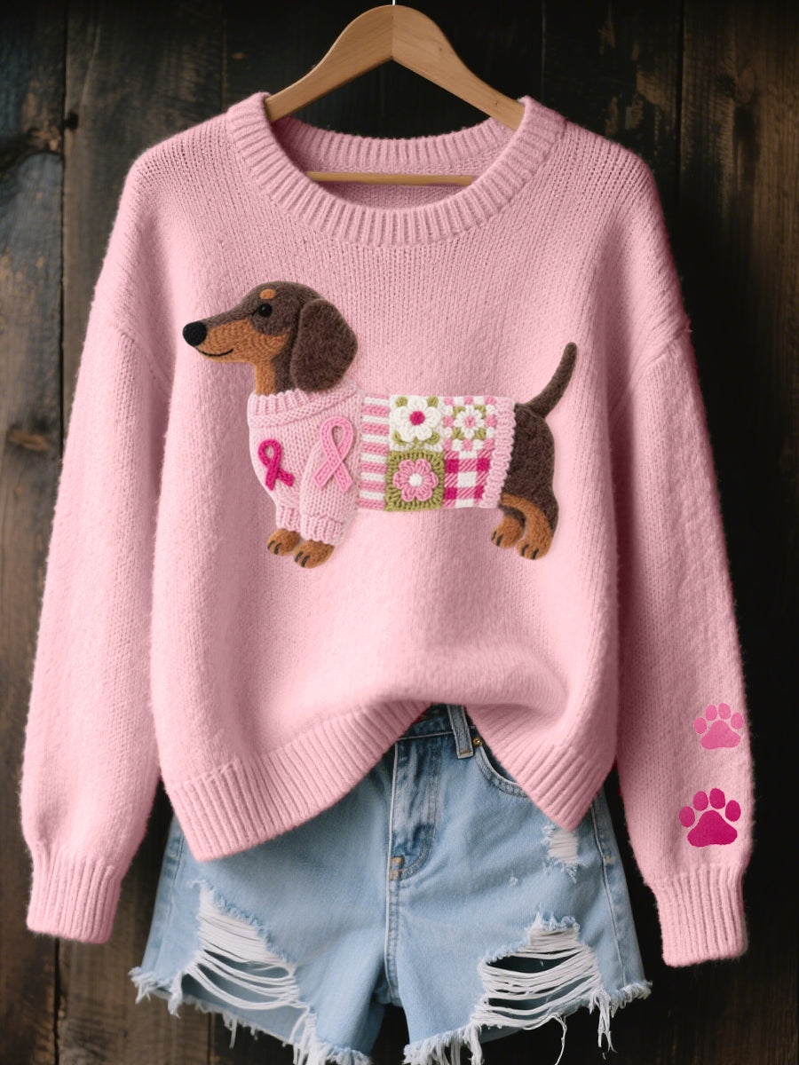 Elise de Paris| Pull Femme Douillet avec Motif de Teckel pour un Style Unique