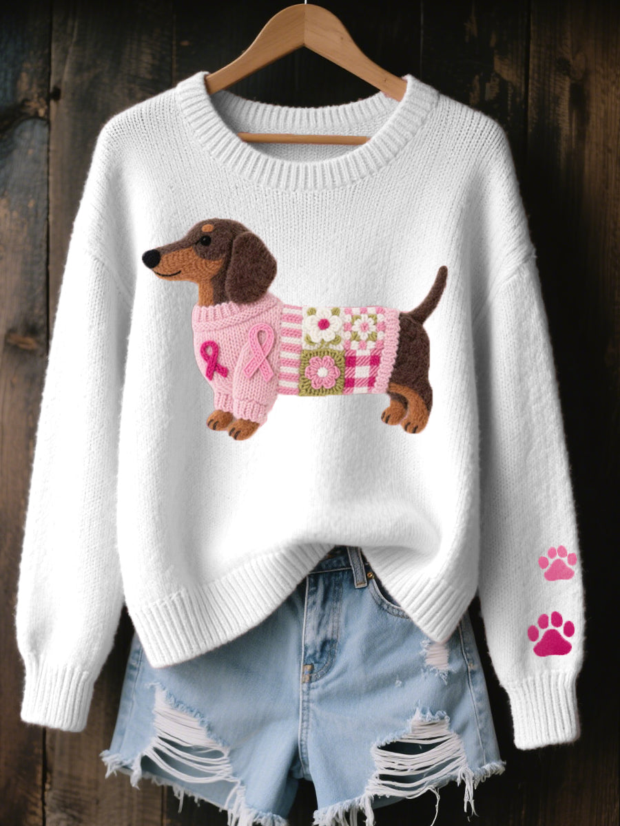 Elise de Paris| Pull Femme Douillet avec Motif de Teckel pour un Style Unique
