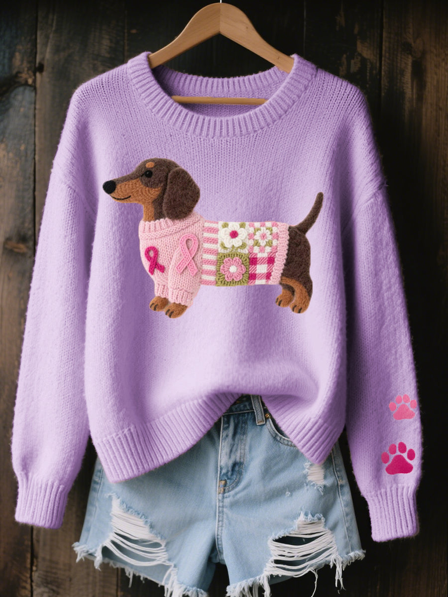 Elise de Paris| Pull Femme Douillet avec Motif de Teckel pour un Style Unique