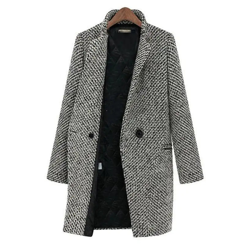 Elise de Paris | Manteau Hiver Femme Chic en Laine avec Col en V - Confort et Élégance pour Températures Froides