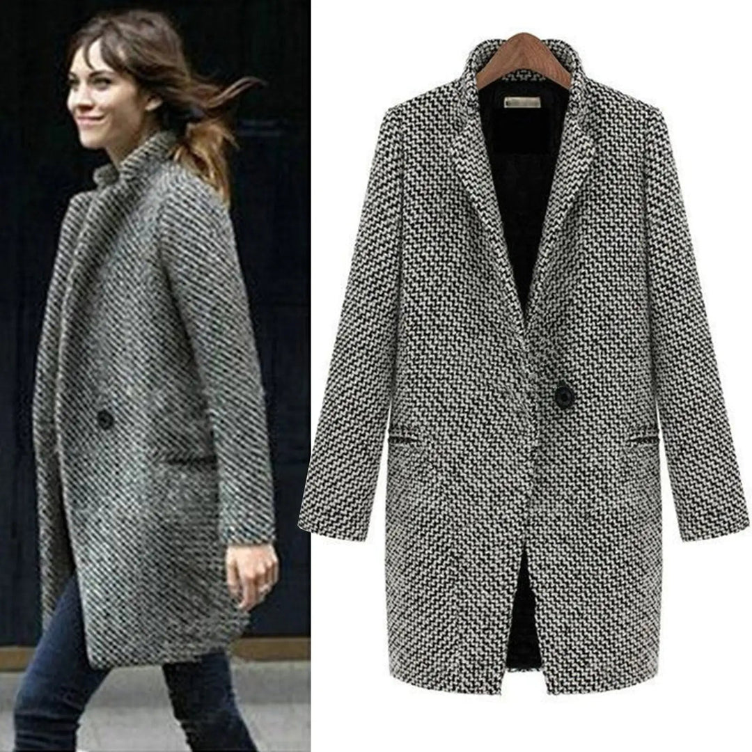 Elise de Paris | Manteau Hiver Femme Chic en Laine avec Col en V - Confort et Élégance pour Températures Froides