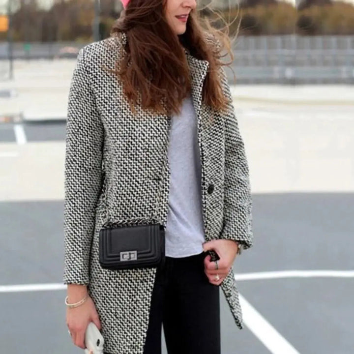Elise de Paris | Manteau Hiver Femme Chic en Laine avec Col en V - Confort et Élégance pour Températures Froides