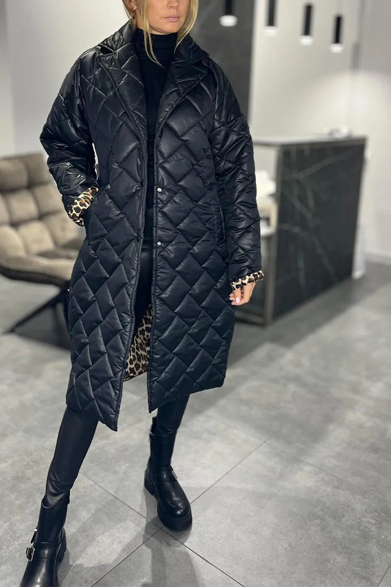 Elise de Paris | Manteau Hiver Femme Matelassé Réversible Mi-Long Élégant