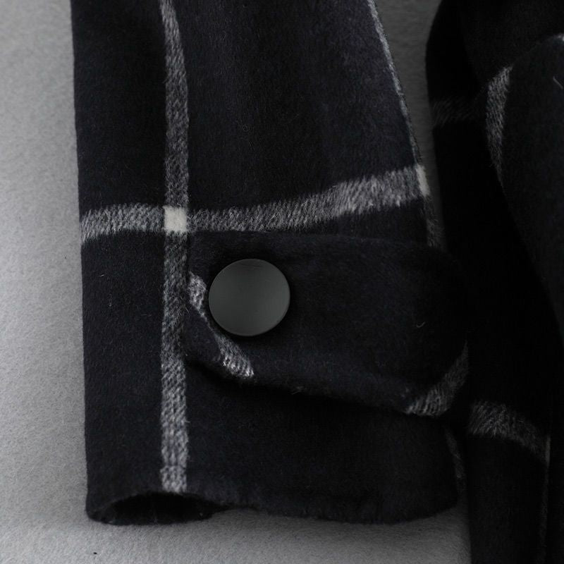 Elise de Paris| Manteau Hiver Femme en Laine à Carreaux, Long et Cintré pour Élégance et Confort