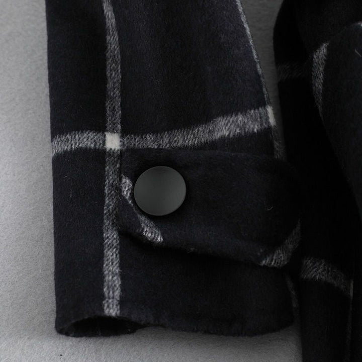 Elise de Paris| Manteau Hiver Femme en Laine à Carreaux, Long et Cintré pour Élégance et Confort