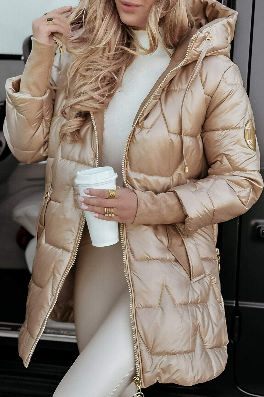 Elise de Paris | Manteau Long Femme Hiver Matelassé à Capuche – Élégant et Chaud, Idéal pour L'Hiver