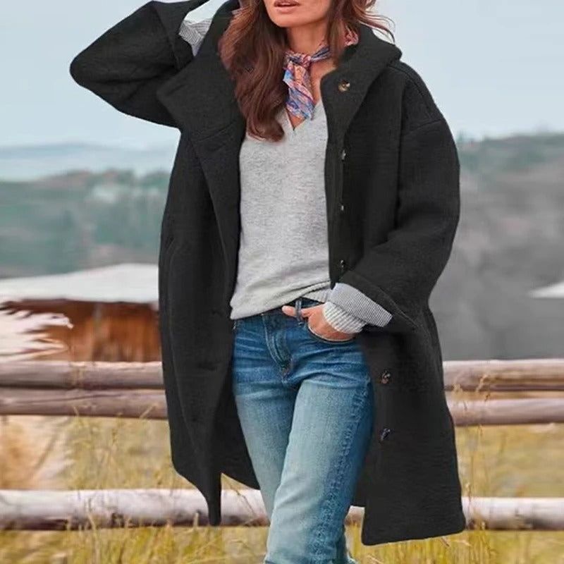 Elise de Paris| Manteau Long Femme Hiver à Capuche -