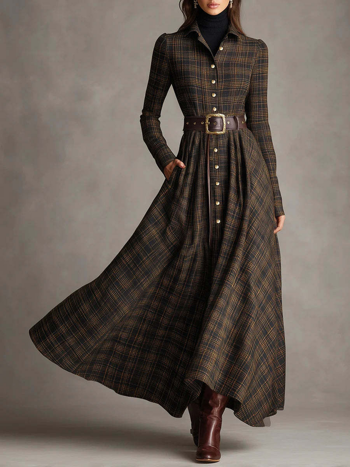 Elise de Paris | Robe Longue Femme Vintage avec Ceinture