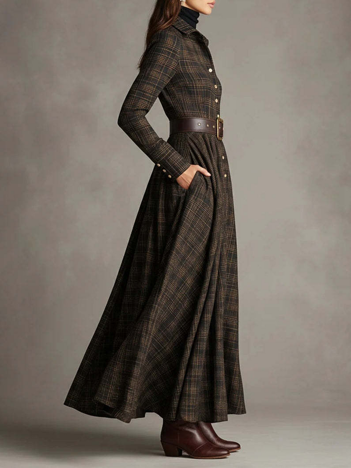 Elise de Paris | Robe Longue Femme Vintage avec Ceinture