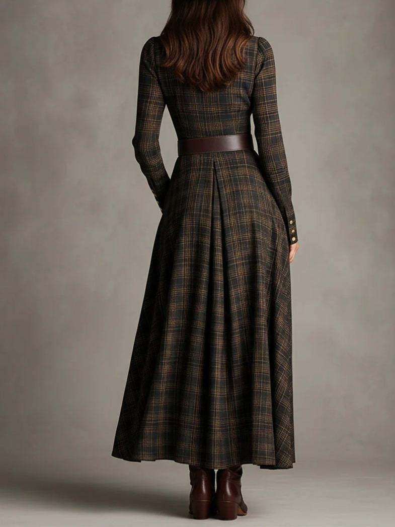 Elise de Paris | Robe Longue Femme Vintage avec Ceinture