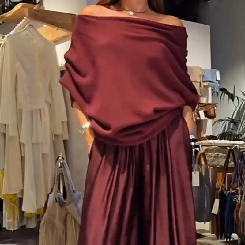 Elise de Paris | Ensemble Tailleur Femme Chic à Épaules Dégagées et Pantalon Ample