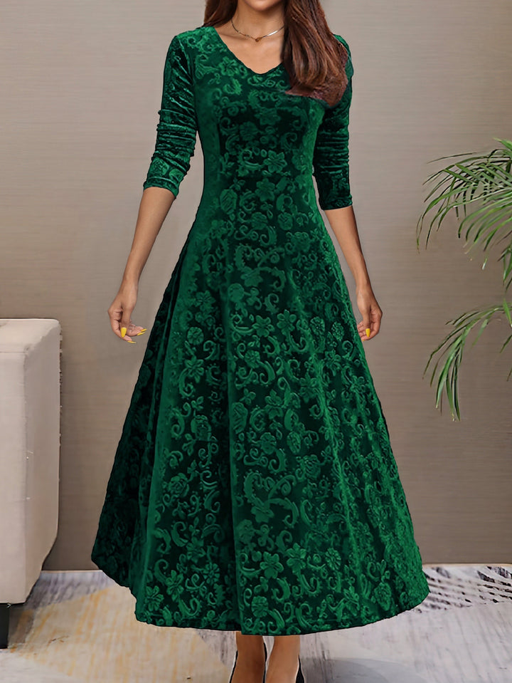Elise de Paris| Robe de Soirée Longue Chic en Velours pour Femmes
