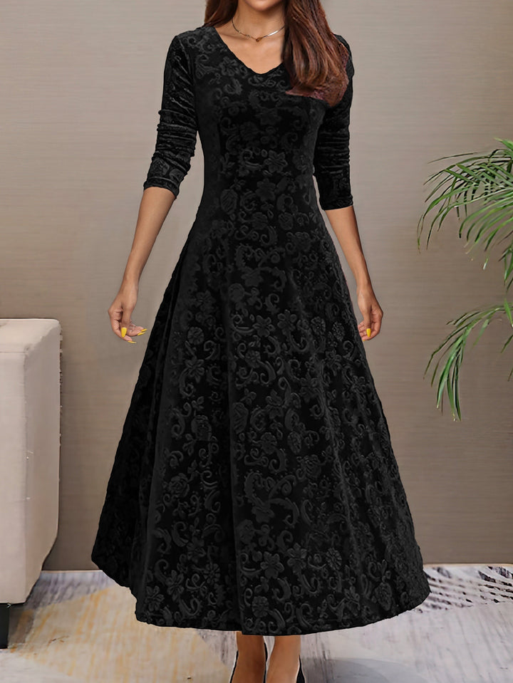 Elise de Paris| Robe de Soirée Longue Chic en Velours pour Femmes
