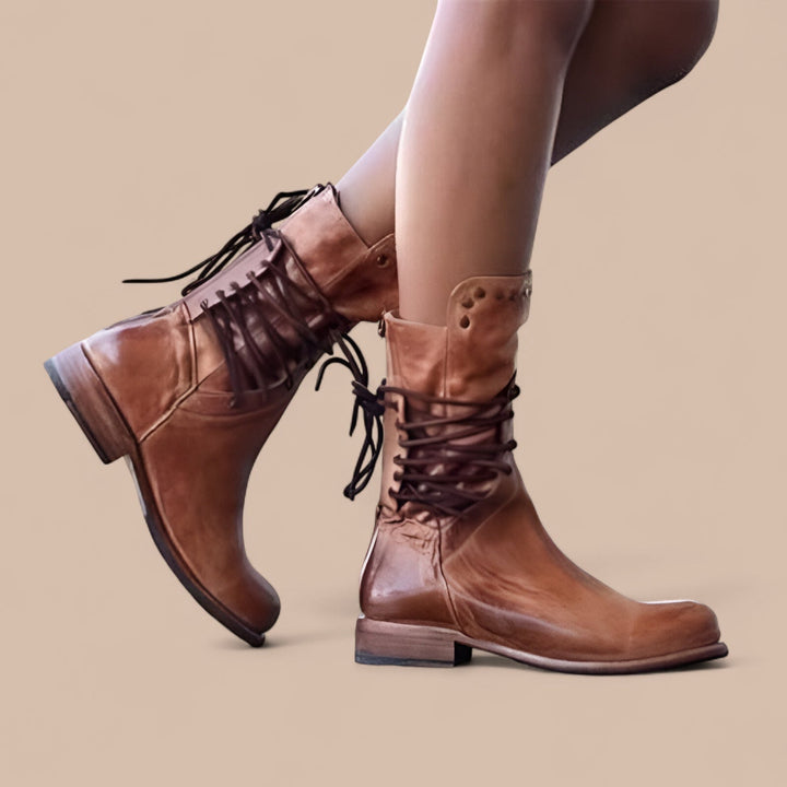 Elise de Paris | Bottes en Cuir Élégantes avec Lacets