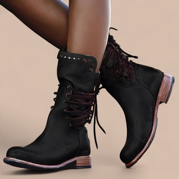 Elise de Paris | Bottes en Cuir Élégantes avec Lacets